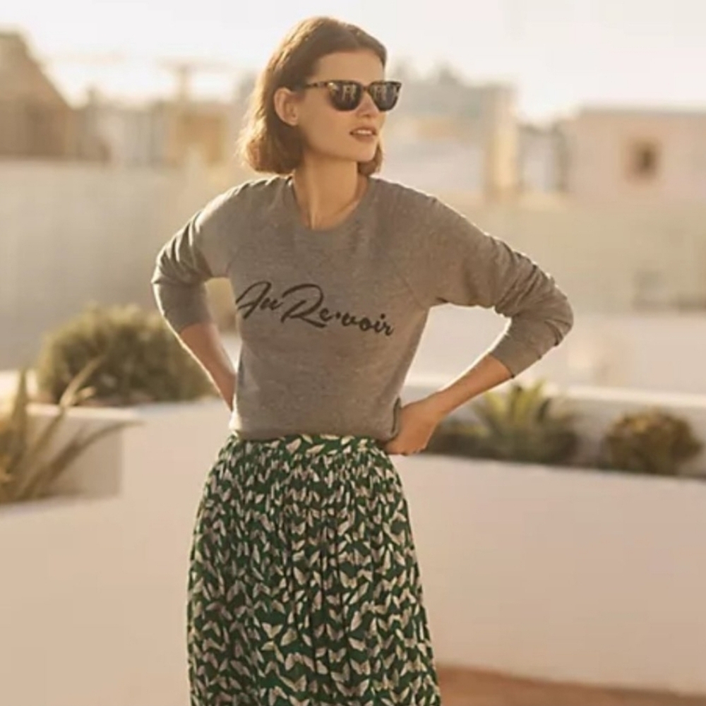Sol Angeles Women's XL Gray 'Au Revoir' Crewneck Sweater